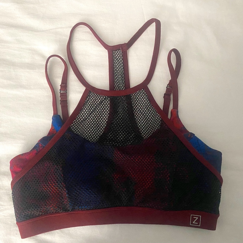 Burgundy Tie Dye Mesh Sports Bra